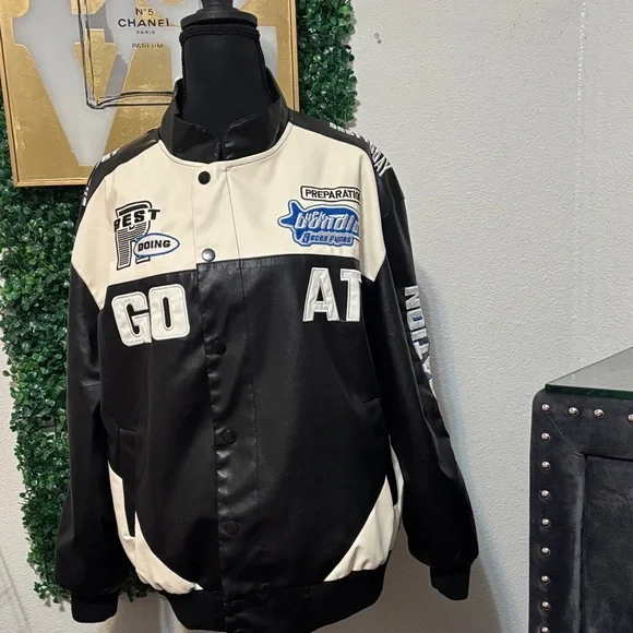 Women’s Black and Cream Varsity Jacket - Picture 1 of 4